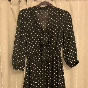 Forever 21 black long sleeve polka dot dress